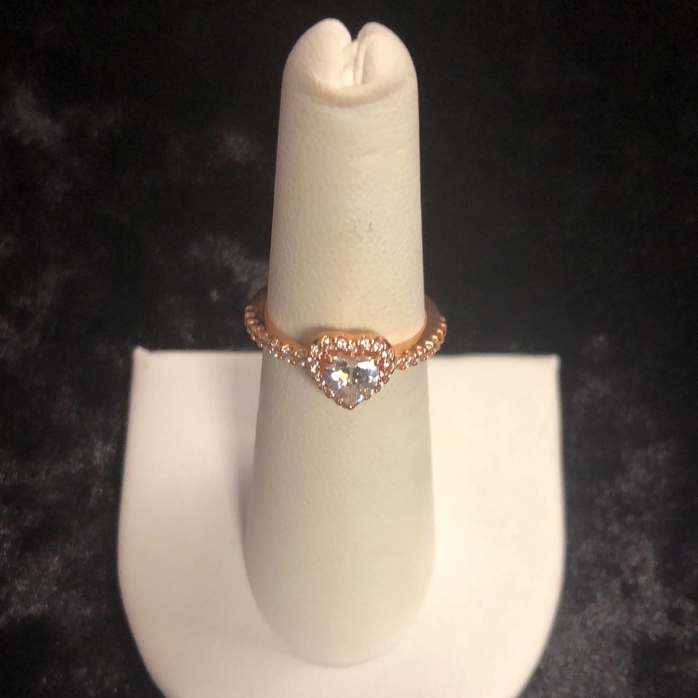 Pandora Elevated Heart Pandora Rose gold ring